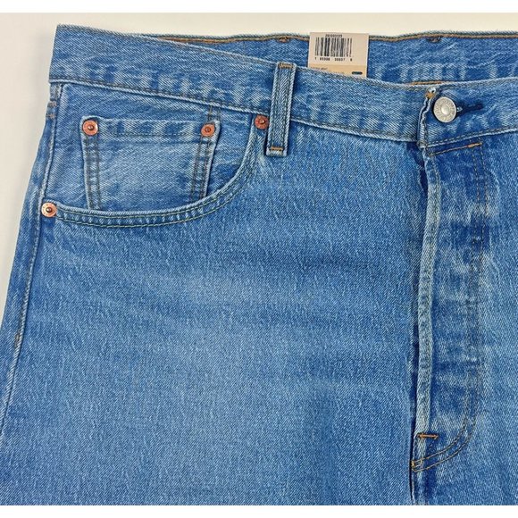 Levis 501 93 Straight Cropped Men 38 Light Blue Jeans Denim Button Fly 290980023 - Picture 5 of 12
